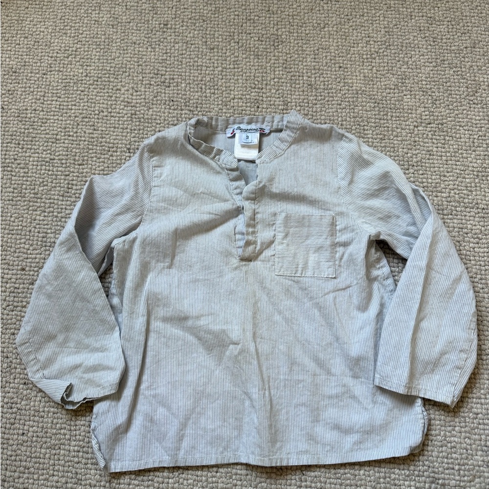 Boys Bonpointe navy and white striped shirt